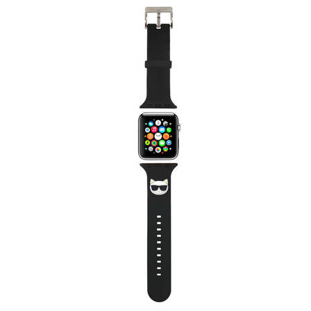 Karl Lagerfeld Pasek KLAWLSLCK Apple Watch 42/44/45mm czarny/black strap Silicone Choupette Heads