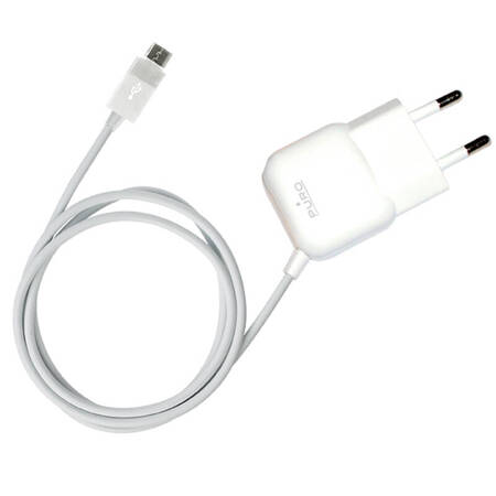 PURO Mini Travel Charger - Przenośna ładowarka sieciowa z kablem Micro USB (biały)